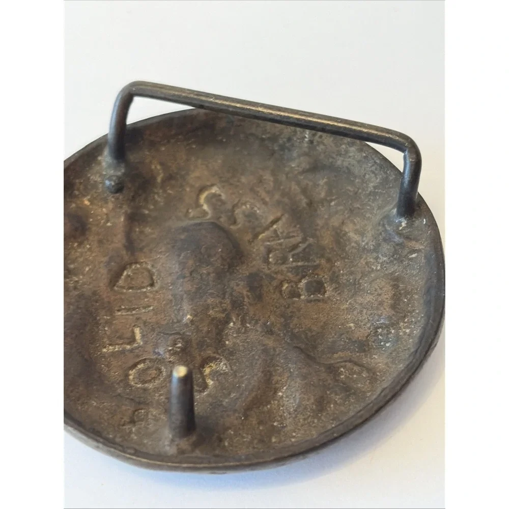VINTAGE SOLID Brass Dragon Belt Buckle Approx 3 Inches‎ Round